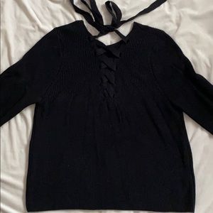 Black Ann Taylor LOFT sweater with tie back
